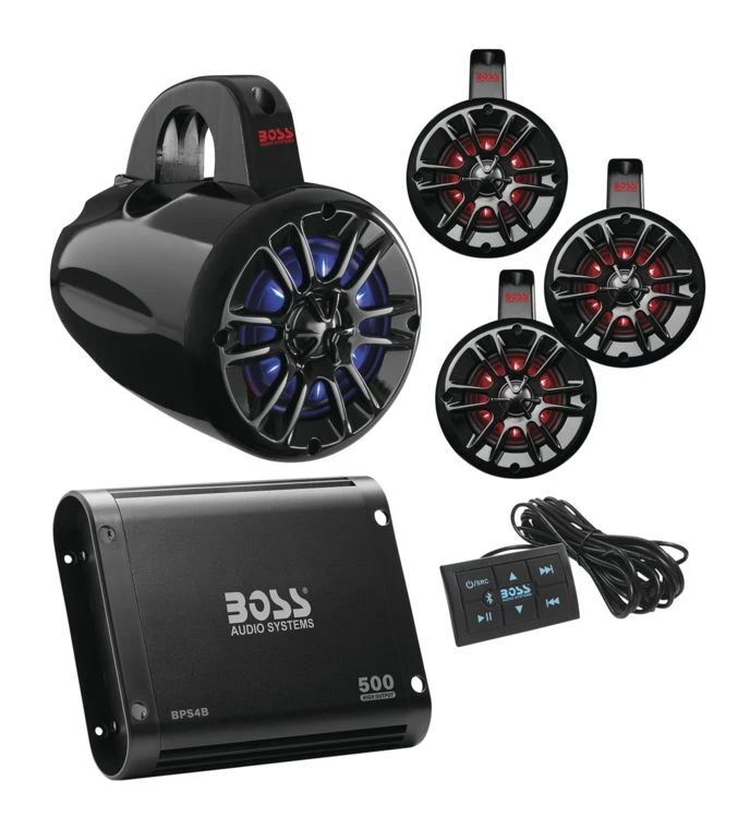 Audio Kits Boss Audio Systems Universal Bluetooth Remote Controlled RGB Audio Kit 3 Audio Kits Boss Audio Systems Universal Bluetooth Remote Controlled RGB Audio Kit